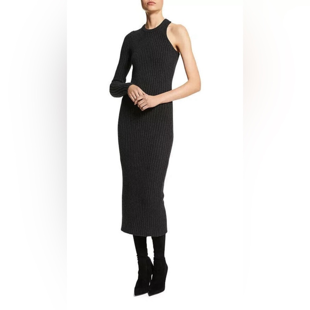Michael Kors Collection Cashmere Blend One Sleeve Rib Dress